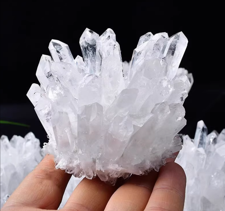 Natural white crystal cluster raw stone sample