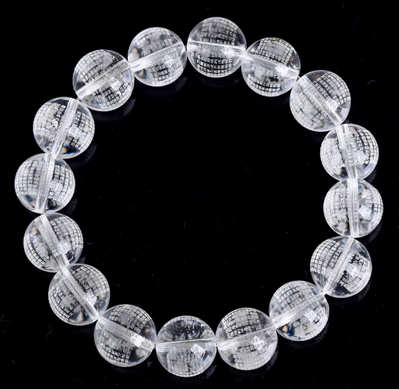 Natural white crystal Prajna Paramita Heart Sutra Bracelet
