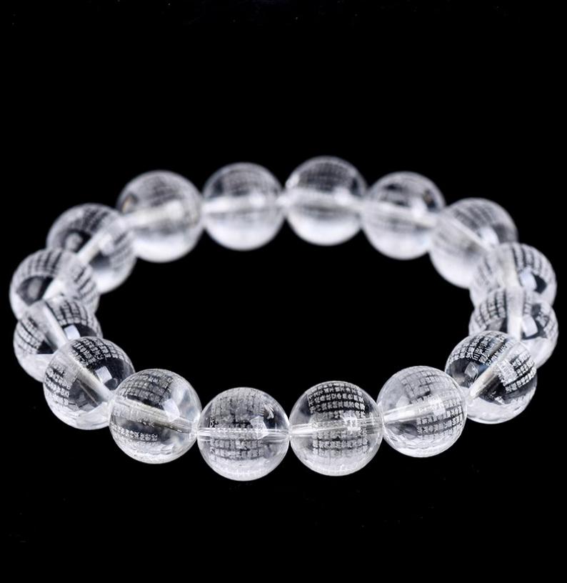 Natural white crystal Prajna Paramita Heart Sutra Bracelet