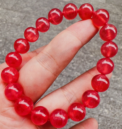 Ice diamond manganese mineral polishing 10mm + red bead bracelet high ice bracelet