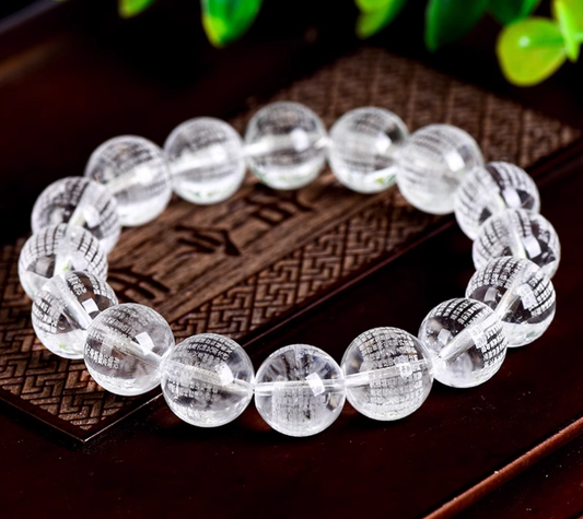 Natural white crystal Prajna Paramita Heart Sutra Bracelet